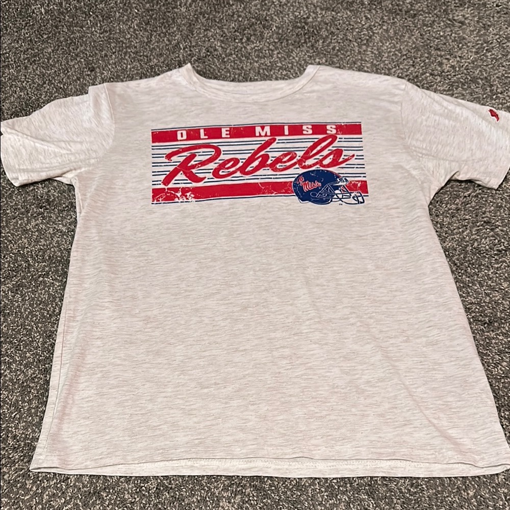 League Women's Short Sleeve Tee - White with Red and Blue